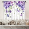 thumbnail image 1 of Purple Floral Butterfly Kitchen Curtain 27.5W X 39L Inch 2 Panel Rod Pocket Lilac Lavender Rustic Flower Small Short Cafe Tier Window Curtain Farmhouse Spring Treatment Drapes Bathroom Decor, 1 of 8
