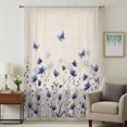 thumbnail image 1 of Purple Floral Butterfly Sheer Curtains 72 Inches Long, Spring Farmhouse Botanical Beige Light Filering Curtains, Breathable Simi Curtain Privacy Drapes for Living Room Bedroom Window Treatment, 1 of 9