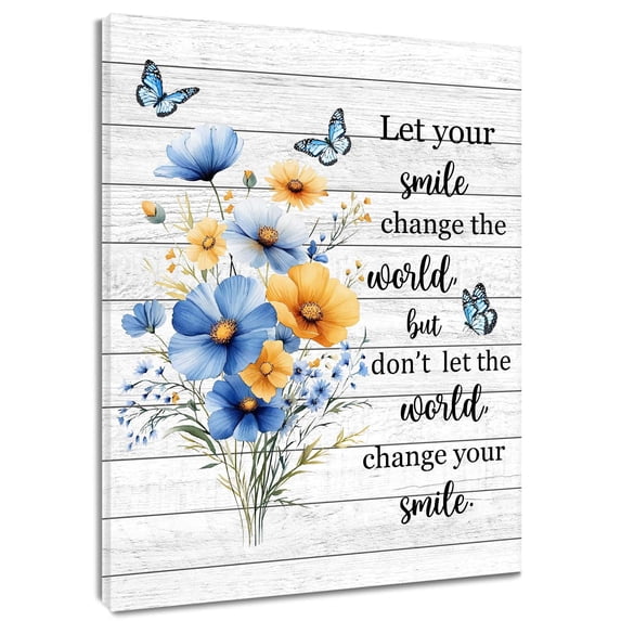 Purple Floral Canvas Wall Art Farmhouse Daisy Flower and Butterfly Pictures Country Flower Nature Plant Wall Decor for Living Room Bedroom Bathroom Elegant Home Decoration