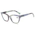 thumbnail image 1 of Purple Floral Cat Eye Reading Glasses 3.00 Ladies Spring Hinge Readers +3.00 for Women HD, 1 of 5