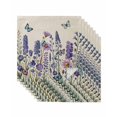 thumbnail image 1 of Purple Floral Cloth Napkins Set of 8 Reusable Dinner Napkins, Spring Lavender Daisy Butterflies Botanical Beige Cocktail Napkin Washable Table Napkins for Wedding/Holiday Party/Baby Shower 20"x20", 1 of 7