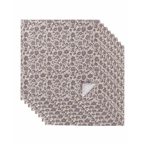 Purple Floral Cloth Napkins Set of 8 Reusable Dinner Napkins, Spring Plants Flowers Vintage Rustic Cocktail Napkin Washable Table Napkins for Wedding/Holiday Party/Baby Shower 20"x20"