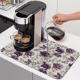 thumbnail image 1 of Purple Floral Dish Drying Mats for Kitchen Counter, Vintage Flower Botanical Leaves Classic Absorbent Coffee Bar Mat with Non-slip Rubber Backed Quick Drying Dish Rack Pad 16"x18", 1 of 9