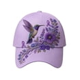 thumbnail image 1 of Purple Floral Hummingbird Alzheimer's Awareness Support Hat | Pansy Print, Purple Ribbon, Unisex, Purple Floral Hummingbird Print Cap, 1 of 6