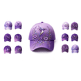 thumbnail image 1 of Purple Floral Hummingbird Print Awareness Hat | Unisex, Purple Ribbon Design, Pansy Floral Print, Awareness Support, Baseball Cap(A-Style), 1 of 8