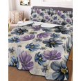 thumbnail image 1 of Purple Floral King Size Down Alternative Comforter, Lightweight Comforter Quilt Bedding Set with Pillow Shams Blue Wildflower Farmhouse Nature Plant All Seasons Bed Comforter Duvet Insert 96"x106", 1 of 7
