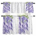 thumbnail image 1 of Purple Floral Kitchen Curtains Valances and Tiers Set of 3 Watercolor Purple Wisteria Leaf Tier Curtains and Valance with Rod Pocket for Small Windows, 27.5"x24", 1 of 9