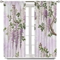 thumbnail image 1 of Purple Floral Kitchen Curtains Wisteria Country Flowers Wood Window Treatments Printed Pattern Living Room Curtains for Girls Women Room Blackout Curtains 52x84 Inch 2 Panels, 1 of 6