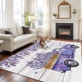 thumbnail image 1 of Purple Floral Large Area Rugs 6x9 ft Farm Sweet Lavender Truck Rustic Wood Grain Washable Rug Non Slip Indoor Carpet Absorbent Floor Mat for Living Room Bedroom Dining Room, 1 of 9