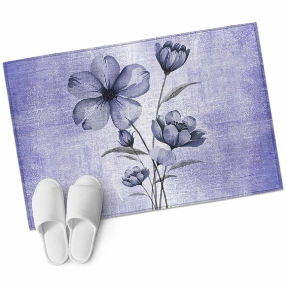 Purple Floral Large Area Rugs for Bedroom Living Room, Soft Non Slip Carpet Bedside Rug, Vintage Botanical Gradient Pastel Painting Rectangular Floor Cover Kitchen Accent Rug 2'x3' for Office
