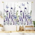 thumbnail image 1 of Purple Floral Lavender Flower Kitchen Curtain 27.5W X 39L Inch 2 Panel Spring Small Short Cafe Tier Window Treatment Drapes Farmhouse Country Wood Vintage Rustic Wildflower Bathroom Home Decor, 1 of 6