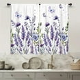 thumbnail image 1 of Purple Floral Lavender Flower Kitchen Curtains 27.5W X 39L Inch 2 Panel Rod Pocket Spring Small Short Cafe Tier Window Drapes Farmhouse Country Vintage Rustic Wildflower Bathroom Home Decor, 1 of 6