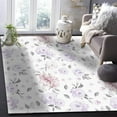 thumbnail image 1 of Purple Floral Leaves Area Rug for Living Room Bedroom, Lavender Rustic Retro Style Carpet, Dining Room Non-Slip Indoor Rugs Washable Soft And Comfortable Rug 4 x 5ft, 1 of 6