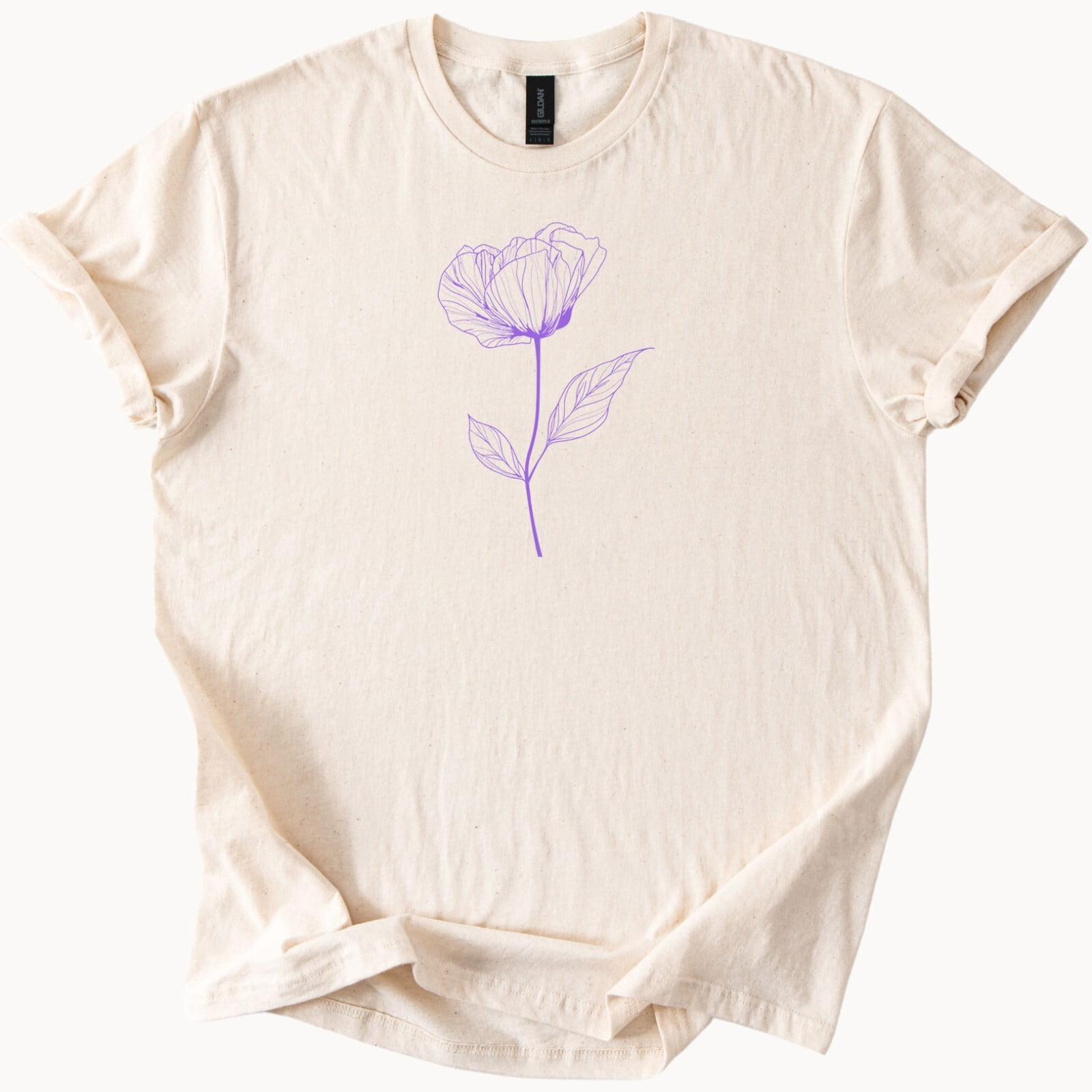 Purple Floral Line Art Simple Flower T-Shirt - Walmart.com
