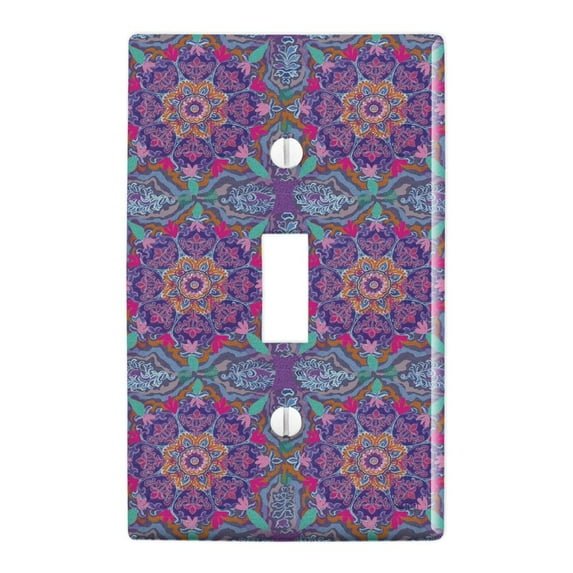 Purple Floral Mosaic Pattern Plastic Wall Decor Toggle Light Switch Plate Cover