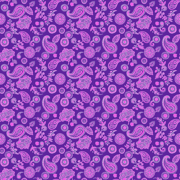 Purple Floral Paisley Bandana - Single Piece 22x22