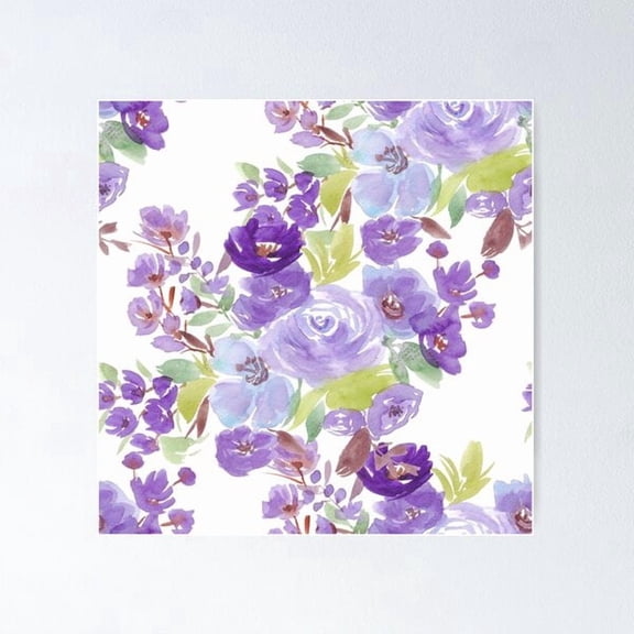 Purple Floral Pattern Poster , Poster Print Only