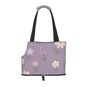 Purple Floral Pet Tote Bag Lightweight Shoulder Bag for Shopping and Travel
