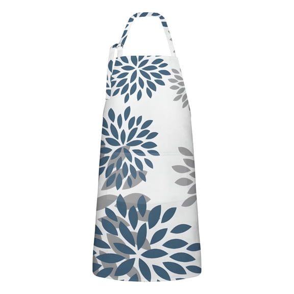 Purple Floral and Petal Pattern Apron-Garden Aprons for Women with Pockets-Cotton Linen Waterproof Kitchen Cooking Gardening Aprons Adjustable for Kitchen,Cooking,BBQ and Salon 33x27 Inch