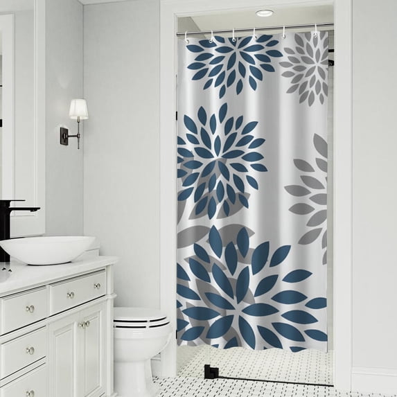 Purple Floral and Petal Pattern Shower Curtain 36"x72" ,Bathroom Decorative Shower Curtains Set with 12 Hooks,Modern Waterproof Washable Shower Curtain
