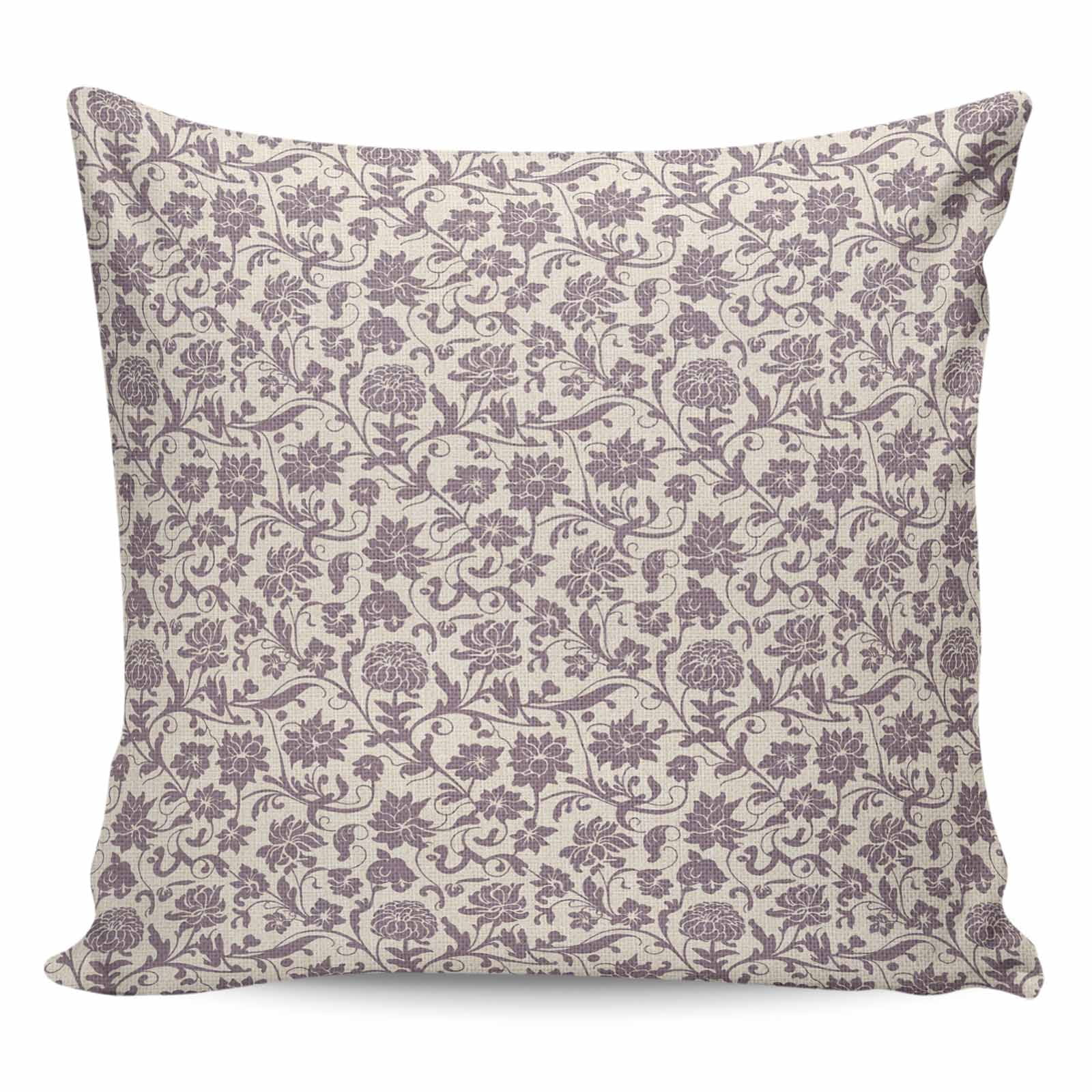Purple Floral Pillow Covers 20x20 Inch Decorative Throw Pillow Cover, Spring Plants Flowers Vintage Rustic Sofa Pillowcases Accent Cushion Case Home Decor Bedroom Living Room