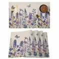 thumbnail image 1 of Purple Floral Placemats Set of 6, Spring Lavender Daisy Butterflies Botanical Beige Placemats for Dining Table, Place Mats for Kitchen Tabletop, Waterproof Wipeable Dining Table Mats Set, 1 of 9