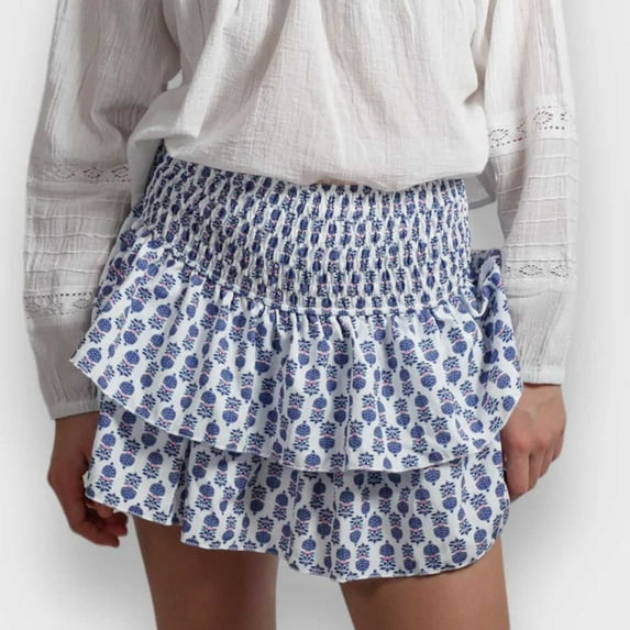 Purple Floral Print Loose Fit Skirt for Women Spandex Mini Short Casual Sexy High Leg Tiered Skirt Ladies 2025 Clothing Fashion Y2K S