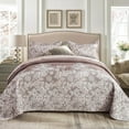 thumbnail image 1 of Purple Floral Quilt Set King - Soft Lightweight Quilts 3-Piece for All Season (1 Quilt, 2 Shams), 1 of 9