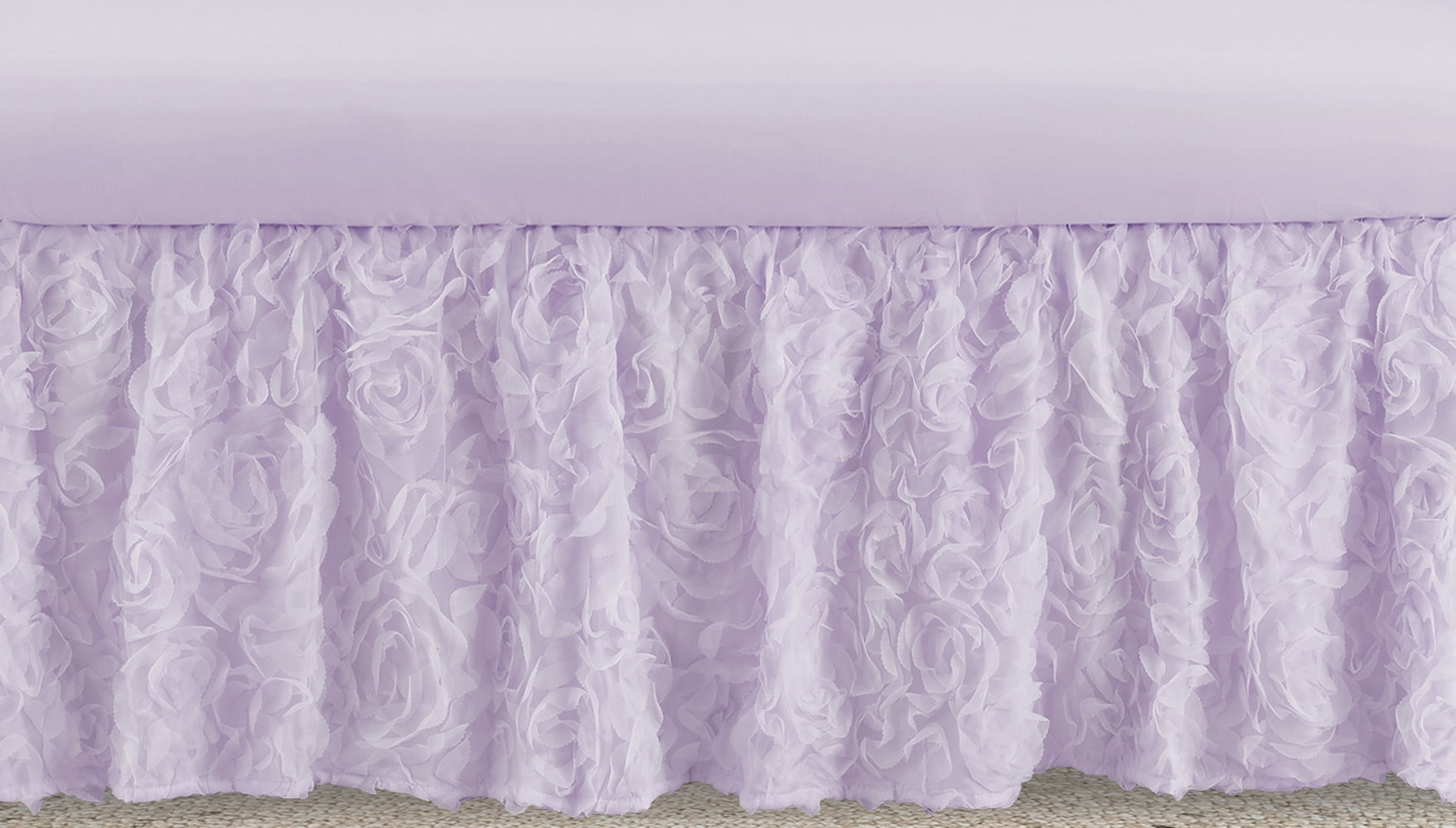 Purple Floral Rose Dust Ruffle Crib Skirt by Sweet Jojo Designs
