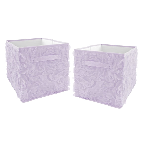 Purple Floral Rose Fabric Storage Bin (Set of 2) by Sweet Jojo Designs