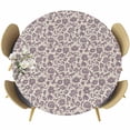 thumbnail image 1 of Purple Floral Round Tablecloth, Fitted Table Cover with Elastic for 55"-60" Round Tables, Spring Plants Flowers Vintage Rustic Table Cloth Outdoor Indoor Dinning Party Waterproof Tablecloths, 1 of 7