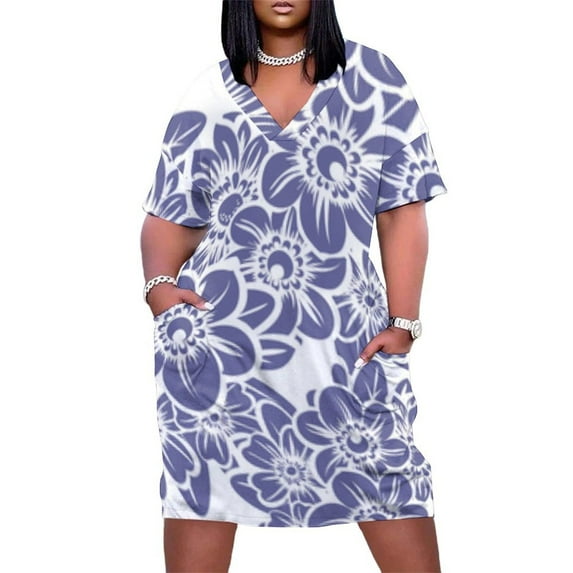 Purple Floral Seamless Pattern Design Summer Dresses for Women Beach Boho