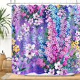 thumbnail image 1 of Purple Floral Shower Curtain Watercolor Flowers Bloom Garden Scenery Plant Home Bathroom Decor Waterproof Fabric 72Lx72W Inch with 12PCS Hooks, 1 of 6