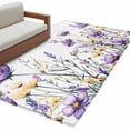 thumbnail image 1 of Purple Floral Spring Large Area Rugs for Bedroom Living Room, Soft Non Slip Carpet Bedside Rug, Watercolor Summer Botanical Rectangular Floor Cover Kitchen Accent Rug 4'x6' for Dining Room/Office, 1 of 9