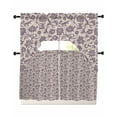 thumbnail image 1 of Purple Floral Swag Kitchen Curtains Sets for Windows 24 Inch Length, Spring Plants Flowers Vintage Rustic Short Window Curtain Panels Swags Valances and Tiers 3 Piece Set for Cafe/Dining Room, 1 of 5