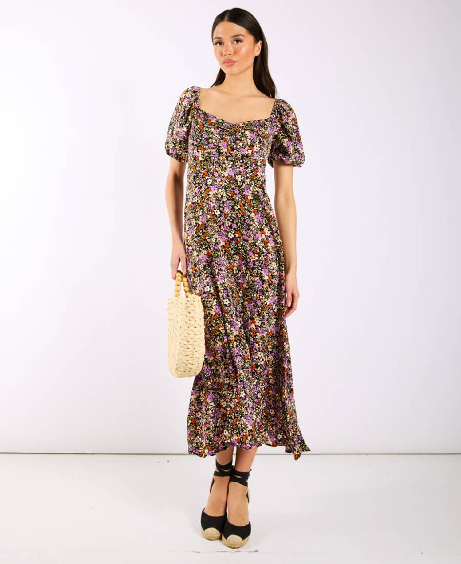 mac duggal flounce sleeve midi dress Floral Sequins Flounce Sleeve V Neck Dress – Mac Duggal