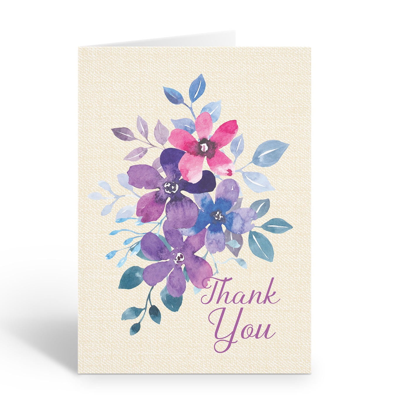 Purple Floral Thank You Note Cards for Any Occasion - 10 Note Cards ...