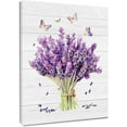 thumbnail image 1 of Purple Floral Wall Art Butterfly on Lavender Flower Framed Canvas Wall Art for Living Room Farmhouse Wood Prints Pictures for Bathroom Bedroom Dorm Wall Decor,12x16 inches, 1 of 6