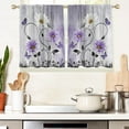 thumbnail image 1 of Purple Floral Window Curtains for Kitchen Lavender Lilac Flowers Girls Butterfly Fun Small Short Home Living Room Bedroom Bathroom Drapes Treatment Fabric 1 Pair, 27.5" W x 36" L, Country, 1 of 4