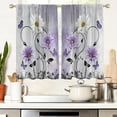 thumbnail image 1 of Purple Floral Window Curtains for Kitchen Lavender Lilac Flowers Girls Butterfly Fun Small Short Home Living Room Bedroom Bathroom Drapes Treatment Tiers Fabric 1 Pair, 27.5" W x 45" L, Rustic, 1 of 6