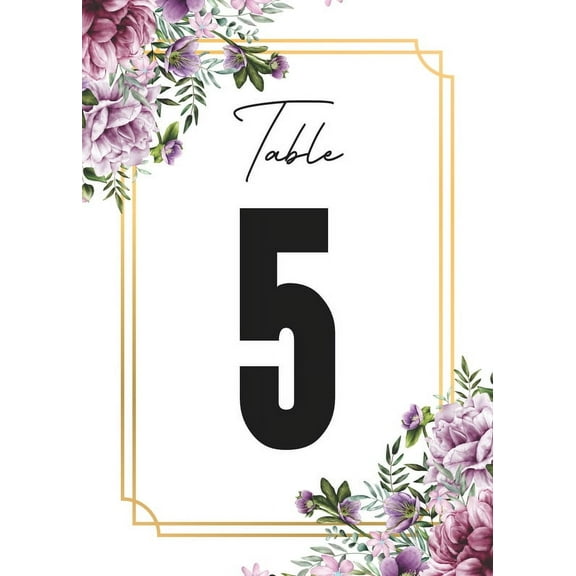 Purple Flower 31 Pieces Wedding Table Numbers Cardss 1-30 Double Sided with Head Table 4x6 inch Table Numbers for Wedding Reception/Party/Event