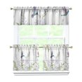 thumbnail image 1 of Purple Flower Bird 3-Piece Kitchen Curtains Set Kitchen Curtains Sets with Valance for Windows Rod Pocket Machine Washable Kitchen Decor(54"x18"+2x27.5"x24"), 1 of 5