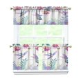 thumbnail image 1 of Purple Flower Bird 3-Piece Kitchen Curtains Set Kitchen Curtains Sets with Valance for Windows Rod Pocket Machine Washable Kitchen Decor Decorations (54"x18"+2x27.5"x24"), 1 of 6