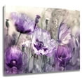 thumbnail image 1 of Purple Flower Butterfly Canvas Wall Art Gray Ink and Wash Picture Wall Art Decor Country Purple Beautiful Floral Print Wall Art for Living Room Office Bedroom with Framed Ready to Hang,12x12inch, 1 of 6