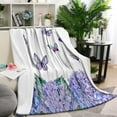 thumbnail image 1 of Purple Flower Butterfly Pattern Blanket,Comfortable Soft Flannel Throw Blanket,All Season,Warm Lightweight Blankets for Sofa Bed Couch Living Room Chair,60"x80", 1 of 4