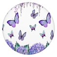 thumbnail image 1 of Purple Flower Butterfly Pattern Round Fitted Tablecloth with Elastic Edge,Dining Table Cover Waterproof,Outdoor Round Tablecloth for Camping,Dining,Indoor and Outdoor, 1 of 7