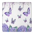 thumbnail image 1 of Purple Flower Butterfly Pattern Square Fitted Tablecloth with Elastic Edge,Square Table Cover,Washable Elastic Table Cover for Home Kitchen Party Decor 36"x36", 1 of 6