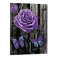 thumbnail image 1 of Purple Flower Canvas Wall Art for Bathroom Purple Rose Poster Prints Rustic Purple Flowers Painting for Kithcen Home Decor Purple Rose Flowers and Butterfly Pictures - 16x20 Inch, 1 of 3