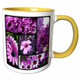 thumbnail image 1 of 3drose, Purple Flower Collage, 15oz Two-tone Yellow Mug, 1 of 6