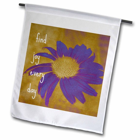 3dRose, Purple Flower Find Joy Every Day- Inspirational Quotes- Art, 18 x 27 inch Garden Flag